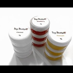 Our STRAWBERRY lip scrubs.